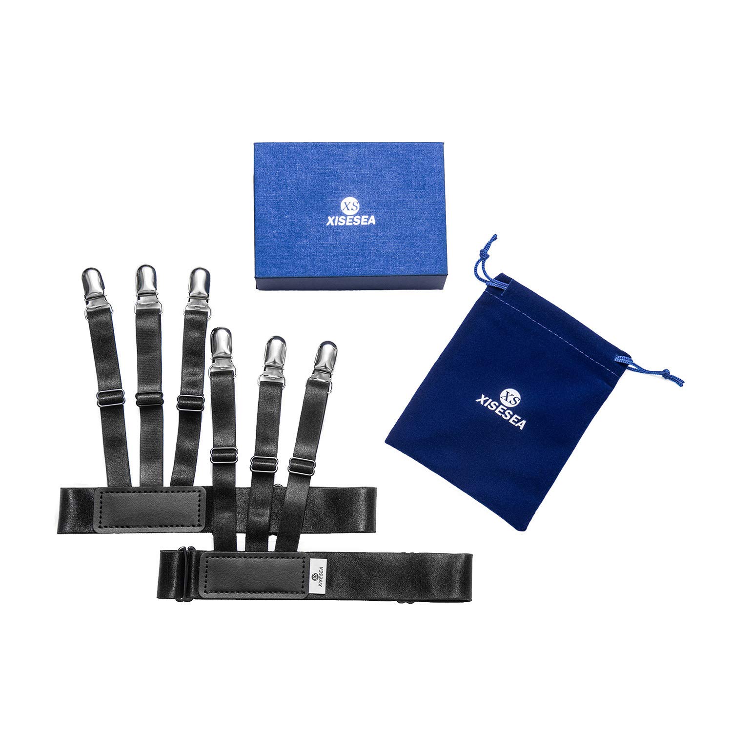 XISESEAXISESEA Mens Shirt Stays Garters Holders: Premium Shirt Stays for Men Police Military Law Enforment, Elastic Shirt Tuckers