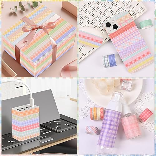 Miniatura 8 de Juego de cinta Washi de celosía, 100 rollos de cinta adhesiva, 581015201.181 in de ancho, 6.56 pies de largorollo de cinta decorativa estética,