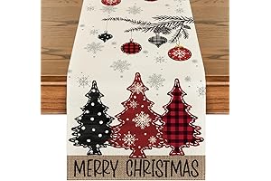 Artoid Mode Red Pine Trees Merry Christmas Table Runner