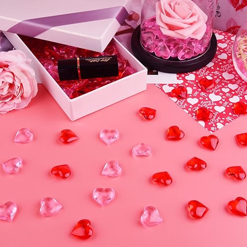 Miniatura 9 de TUPARKA 210 piezas de corazones acrílicos rojos acrílicos adornos para decoración de mesarellenos de jarróndecoración del hogar en el día de San