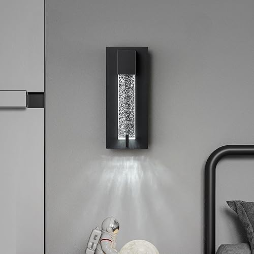 Miniatura 4 de Modernos apliques de pared de cristal negro, elegante iluminación de pared para sala de estar, dormitorio, baño, pasillo, puerta, escalera, mesita