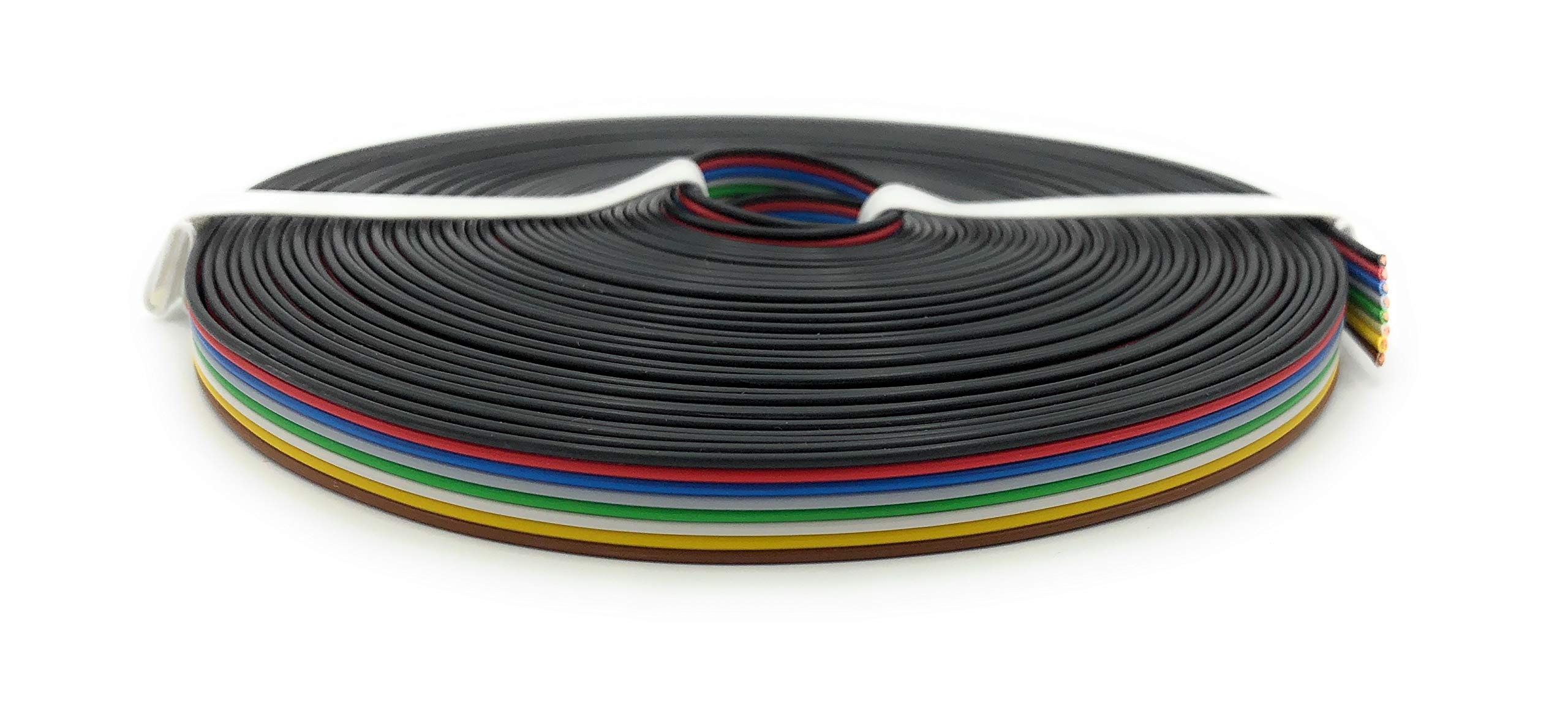 Cavo L825/10 - Filo in rame 8 x 0,25 mm² - Cavo piatto a 8 fili - 8 colori: nero, rosso, blu, grigio, verde, bianco, giallo, marrone - anello da 10 m