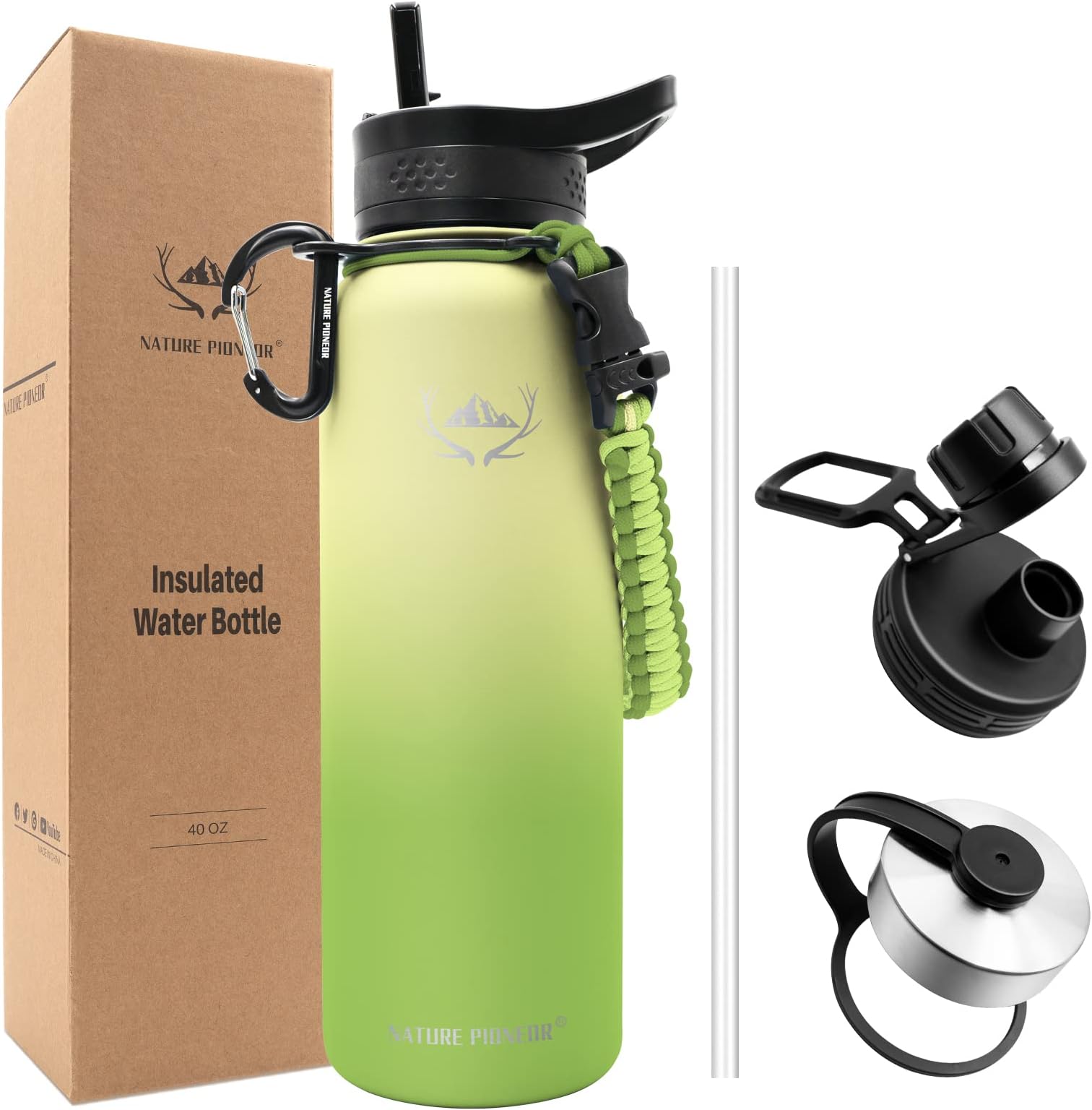 NATURE PIONEOR Insulated Water Bottles with Paracord Handle