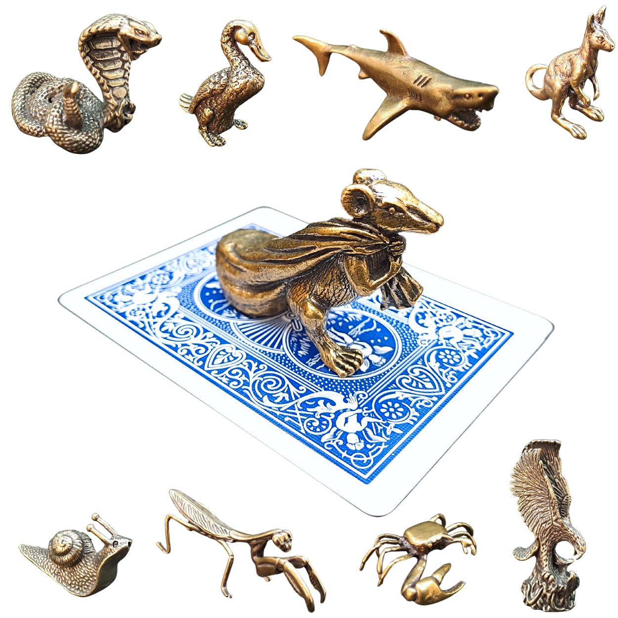 Poker Totems | Poker Card Guard | Brass Animals Edition | 44 Designs To Choose From | Heavy Weighted Card Protectors | Minature Metal Ornaments | Lucky Charms (The Money Bag Rat)