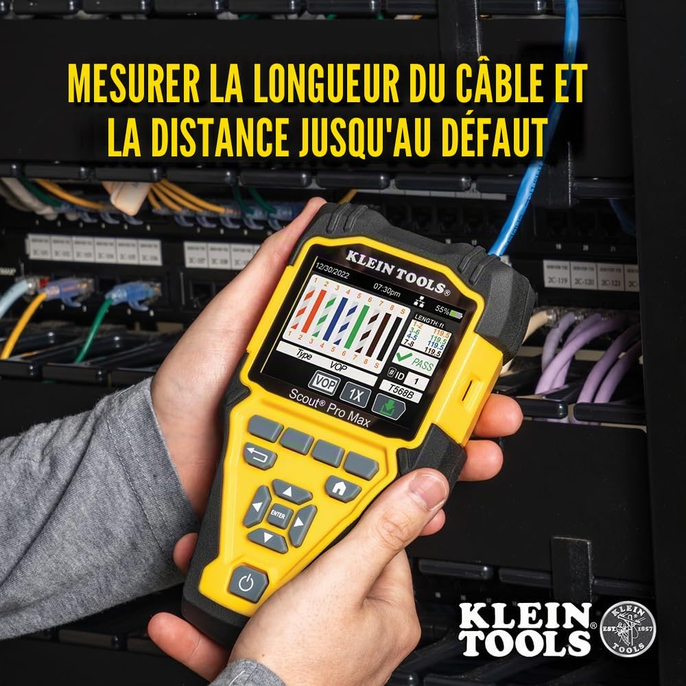 Klein Tools VDV501-770 | Testeur De Cables Scout Pro Max Avec Ensemble De Telecommandes | Test Et Mesure Donnees Telephonie Et Coax | Longueur Jusqu A 610 M | Memoire Et Ecran Rétroeclairé