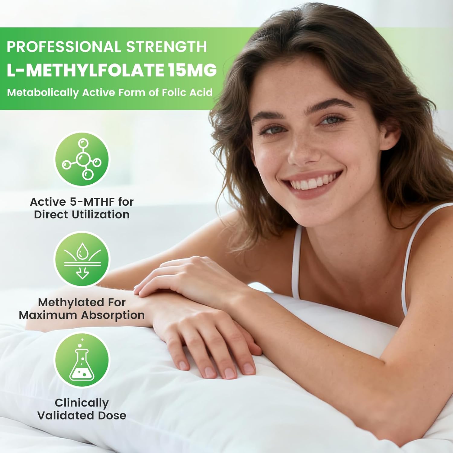 L-Methylfolate 15 mg Gummies with Methyl B12, Methylated B1, B2, B6, Active 5-MTHF & High Absorption - Supports Brain Health & Immune System, Pineapple Flavor, 60 Count - Image 3