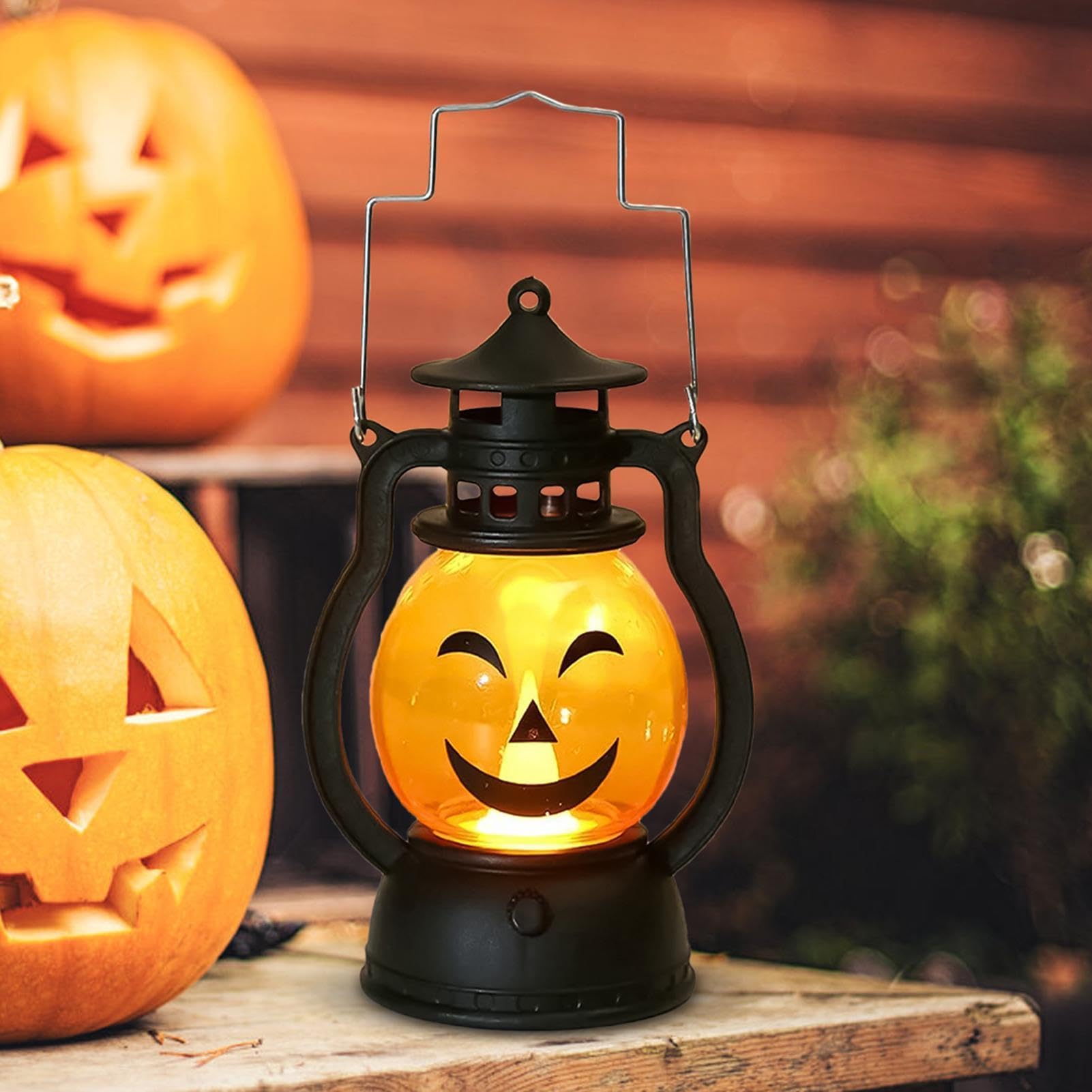 Set 2 Lanterne Zucca Halloween LED - Decorazioni Per Esterni, Giardino, Feste, Bambini