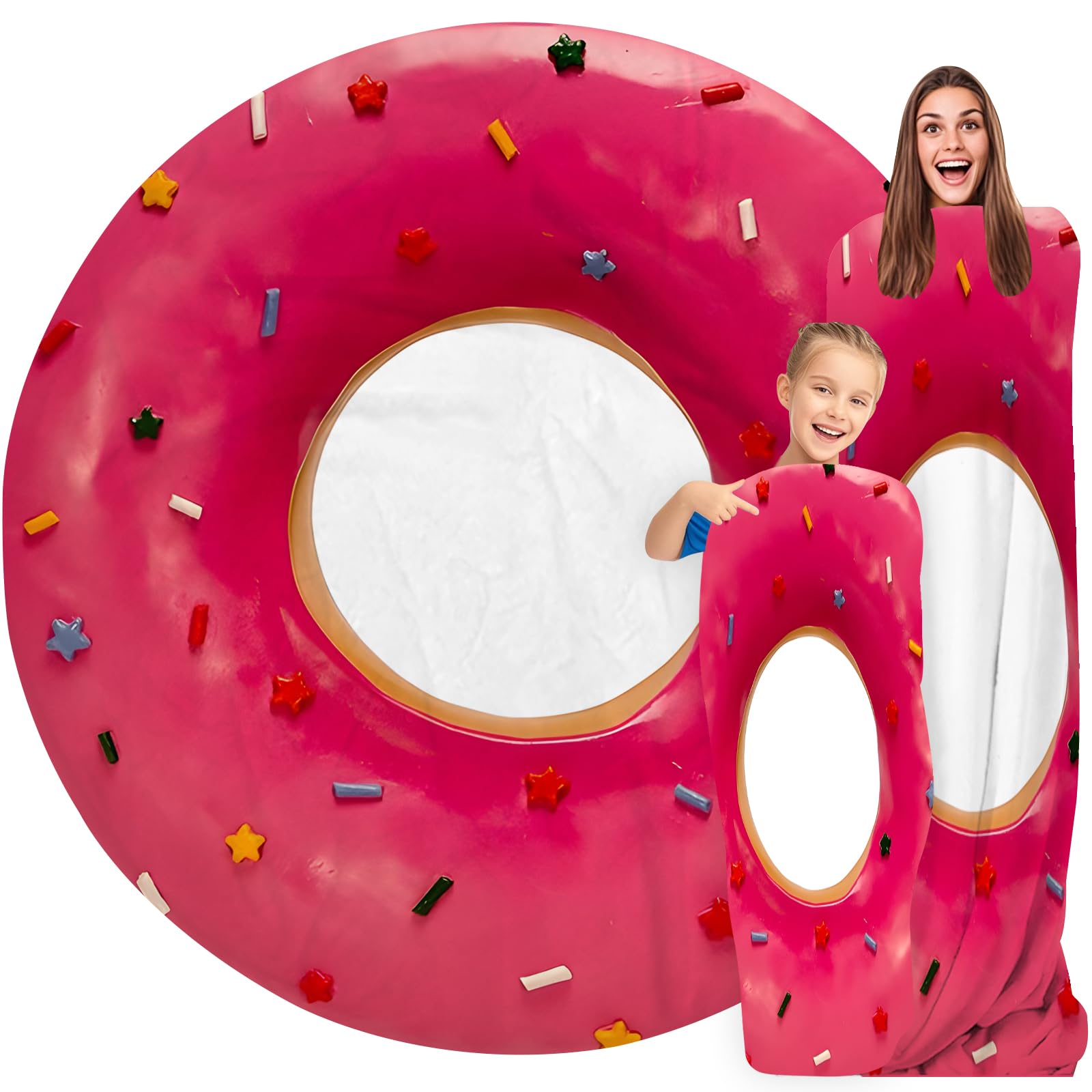 GardEssere Pink Doughnut Donut Blanket For Kids Adults Round Blanket Cozy Flannel Funny Realistic Food Throw Blankets Novelty Soft for Men Women for Bed Couch 120 CM