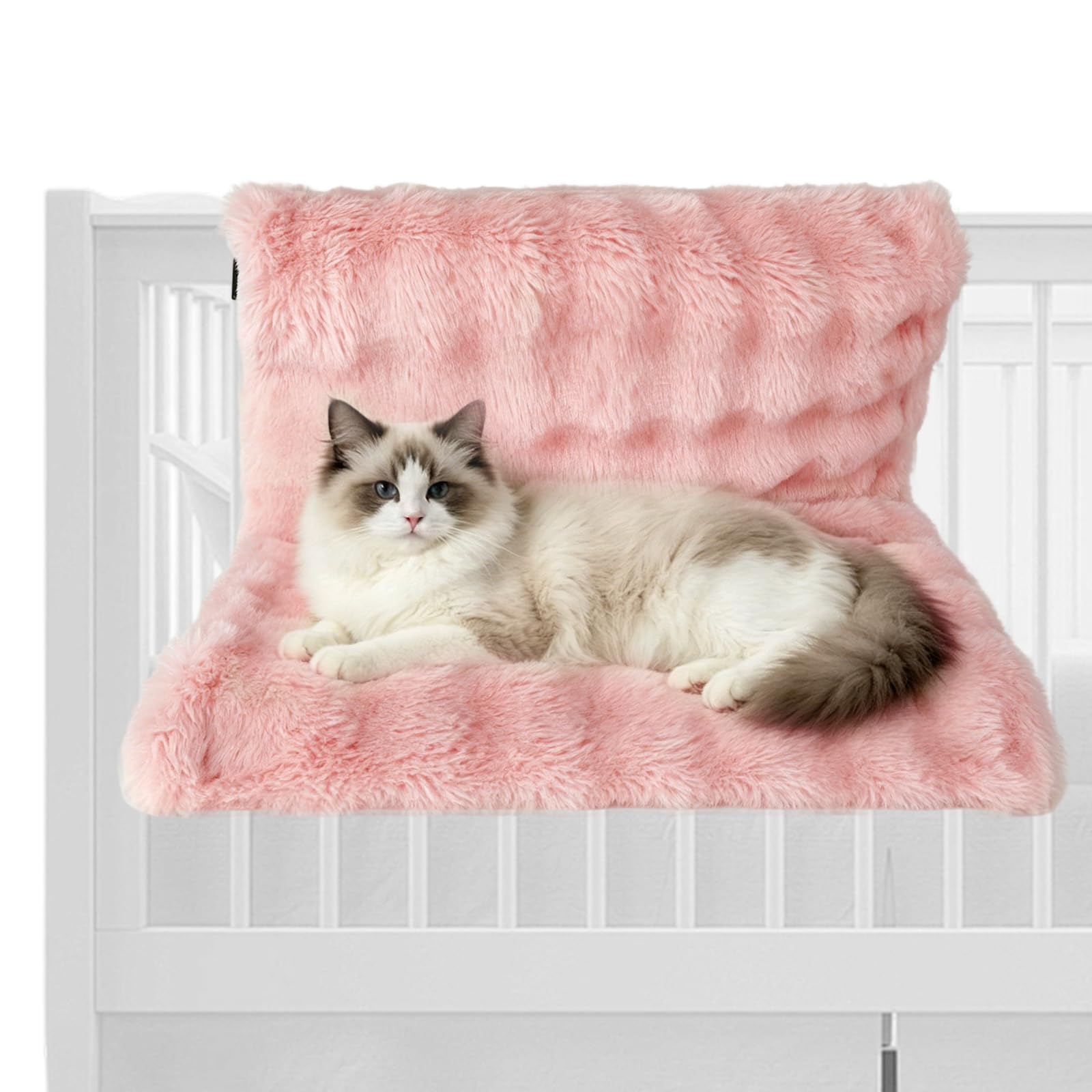 FARYODI Cat Bed for Heaters, Cat Heating Lounger with Cuddly Plush Cover, Cat Bed for Heaters, Cuddly Cat Heating Lounger, Heating Lounger Cats for All Radiators (Bubble Fleece, Pink)