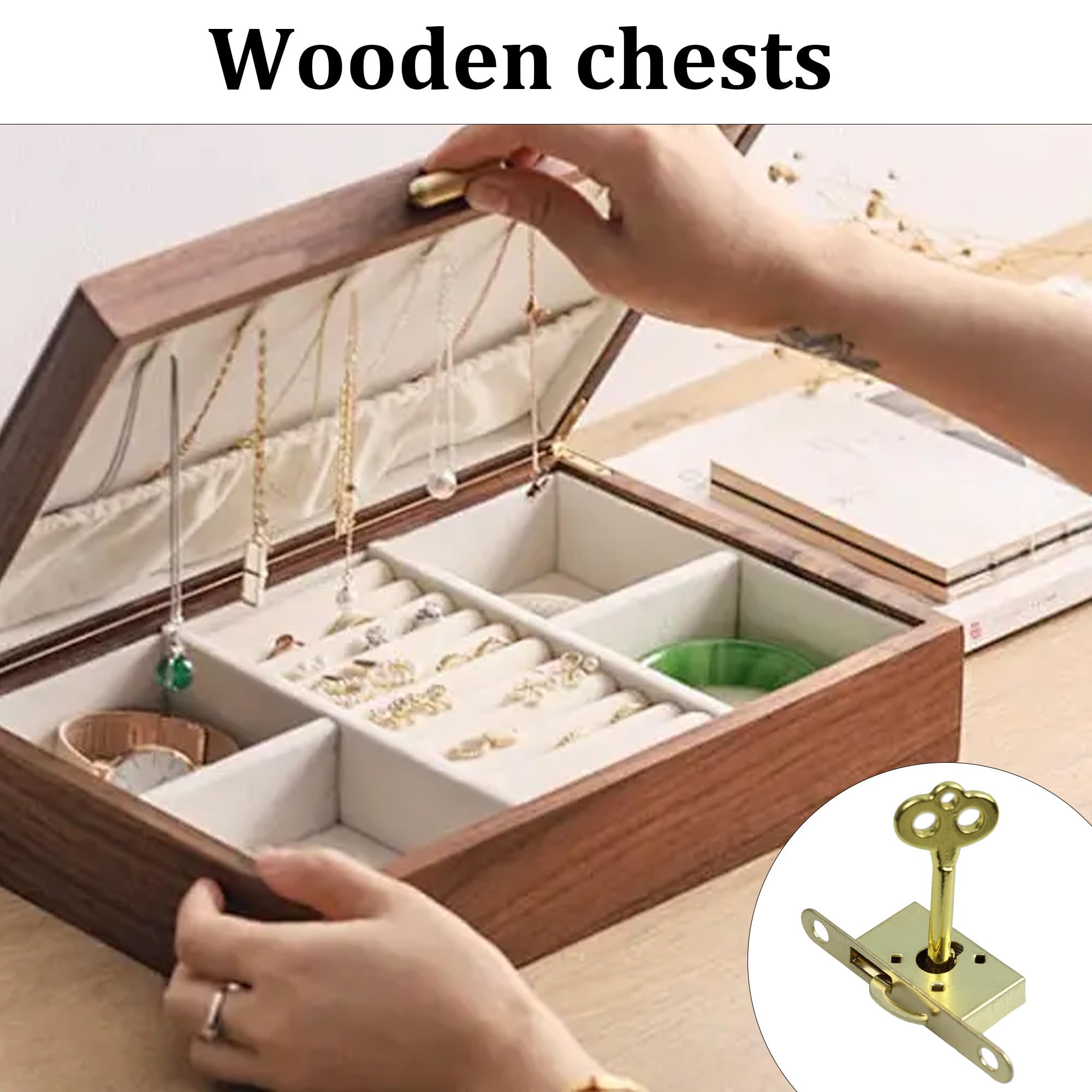 T Tulead Mini Box Locks (2 Pack) – Golden Mortise Locks With Keys For Jewelry Box, Wooden Chest, Furniture