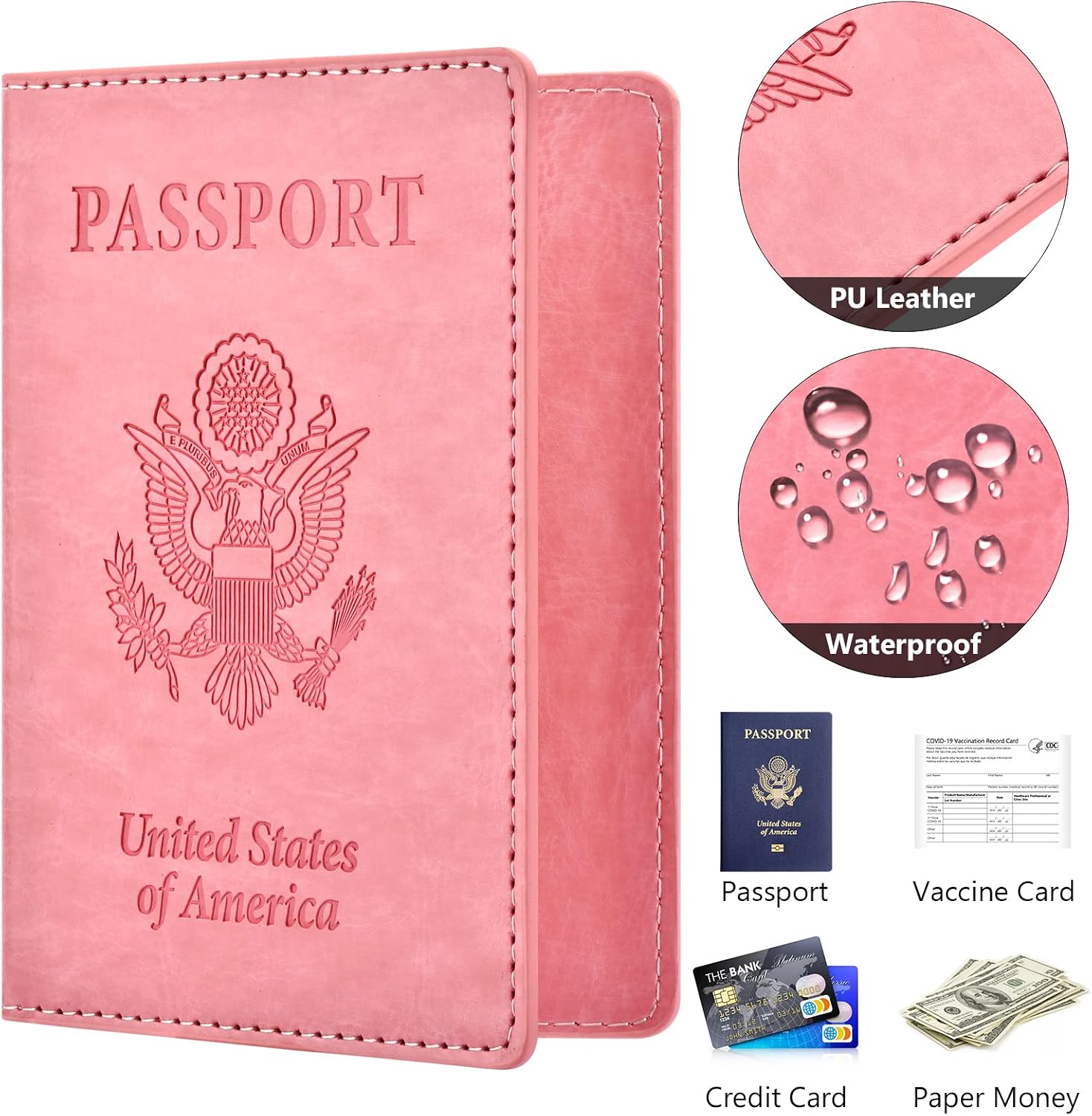 Eoehro Passport Holder for Travel Essentials, Passport Wallet Cover Case for Travel Must Haves Accessories, Passport Book Holders for Women and Men image 4