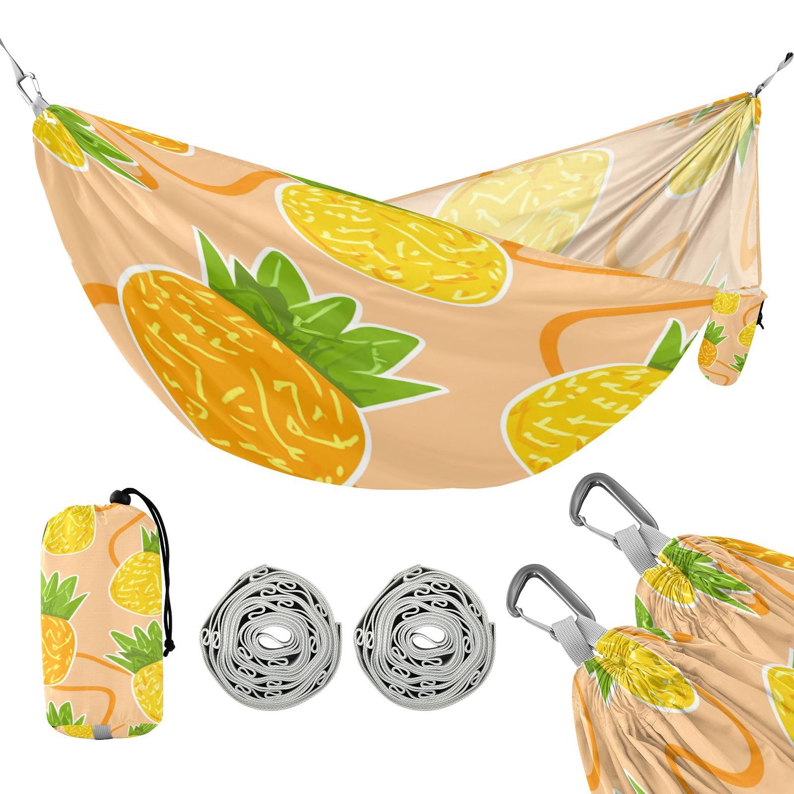 ATTX Pineapples Camping Hammock - Lightweight & Portable Hammocks, Heavy Duty 330lbs Capacity for Indoor, Hiking, Backpacking, Travel, Backyard, Beach#173