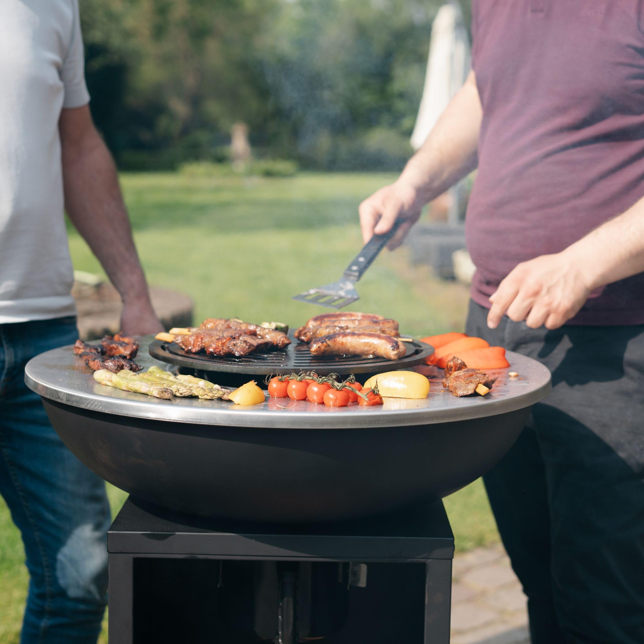 Plancha grill BBQ Amigo met hoes en houtopslag vuurschaal rvs buitenkeuken grillring voor buiten 67x67x92cm (RJR0058)