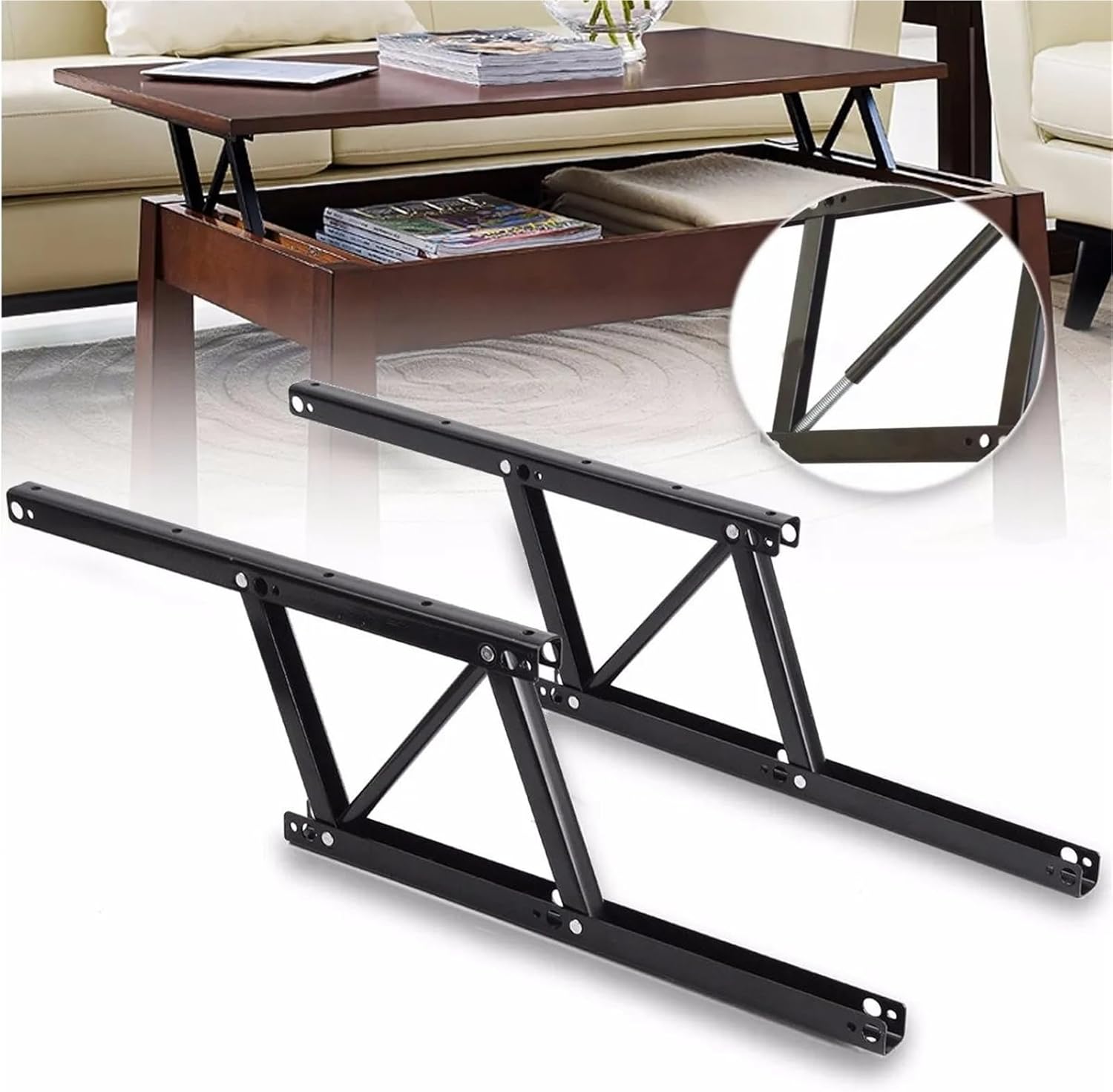1Pair 38 * 16.5cm Lift Up Coffee Table Mechanism Spring Hinges Furniture Hardware Fitting for Table Cabinet Desk