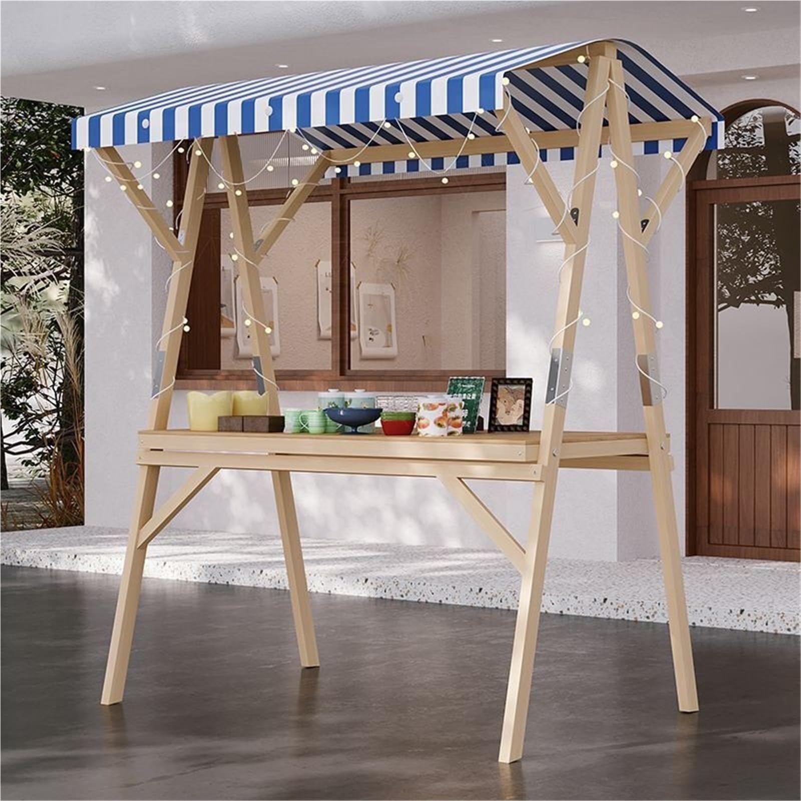 Genérico Carro Plegable para Festivales, Carrito de Camping portátil, Carrito Plegable, Carrito de Comida callejera Plegable con toldo vendedores de Limonada y Helados en ferias y Demo