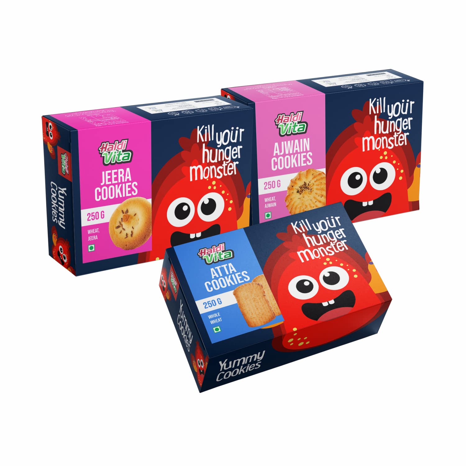 HaldiVita Cookies Biscuits Biscuits Combo Pack of 3 x 250G each Jeera