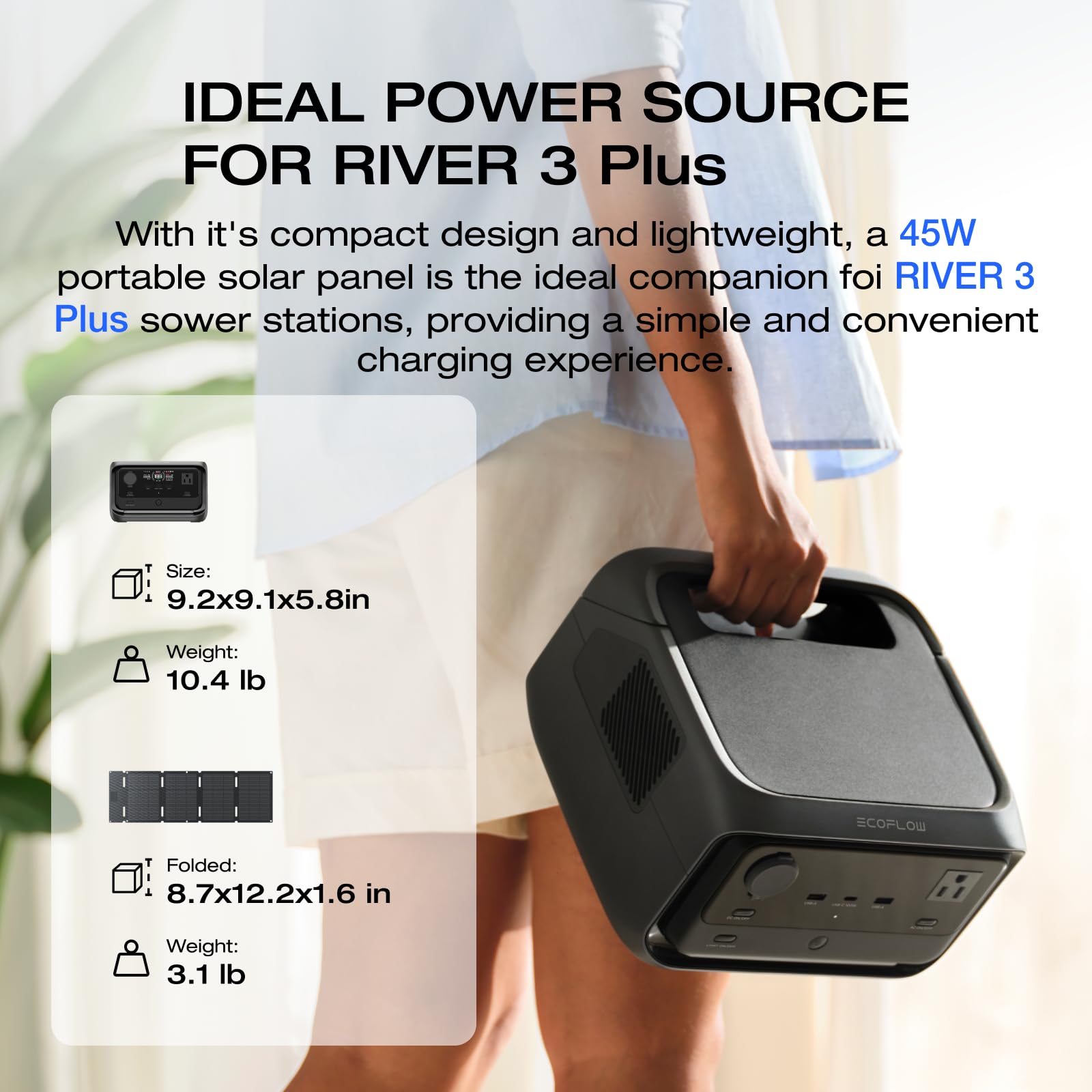 Amazon.com : EF ECOFLOW Solar Generator RIVER 3 Plus with 45W 
