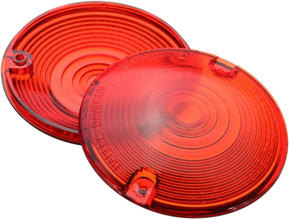 ZYTC Red Harley Turn Signal Lens Lenses Covers 3 1/4" for Harley Touring Flat Electra Glide Road King Pack of 2