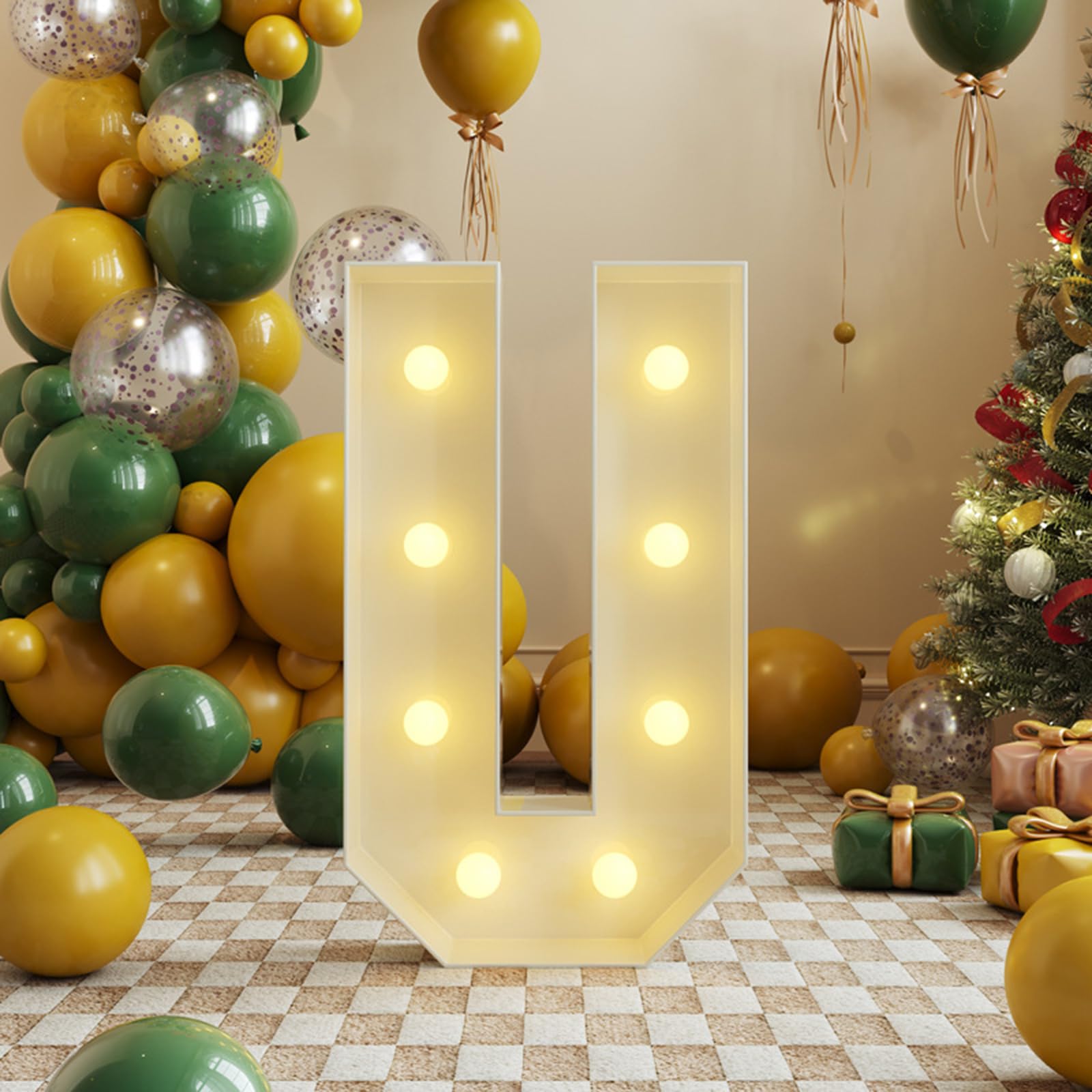 3FT Marquee Light Up Letters U,arty Decor Large Marquee Light Up Letters, Foam Board Set for Birthdays,Weddings,Baby Anniversaries, Easy to Assemble,U,91.5cm/36in