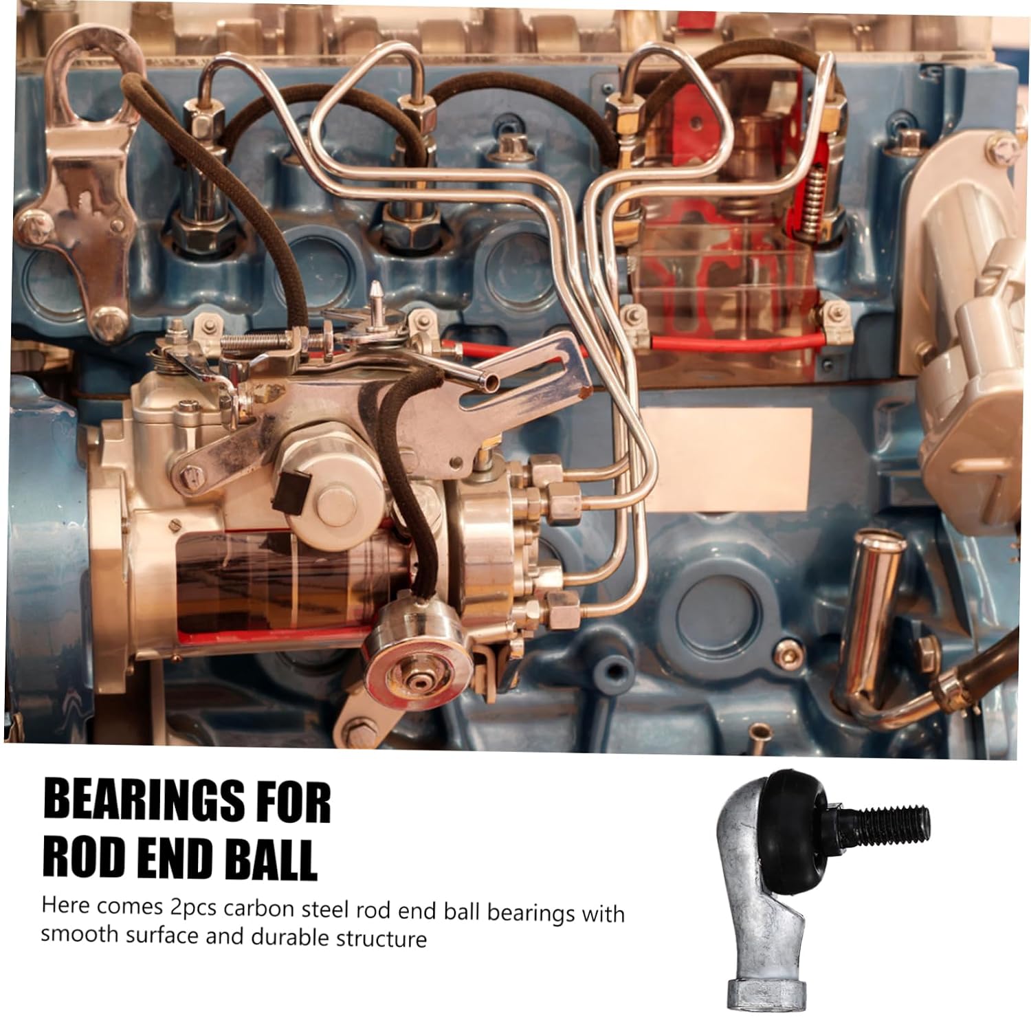 2pcs Ball Rod End Bearings Rod End Ball Bearings for Machinery Power Tools Smooth Surface Thread