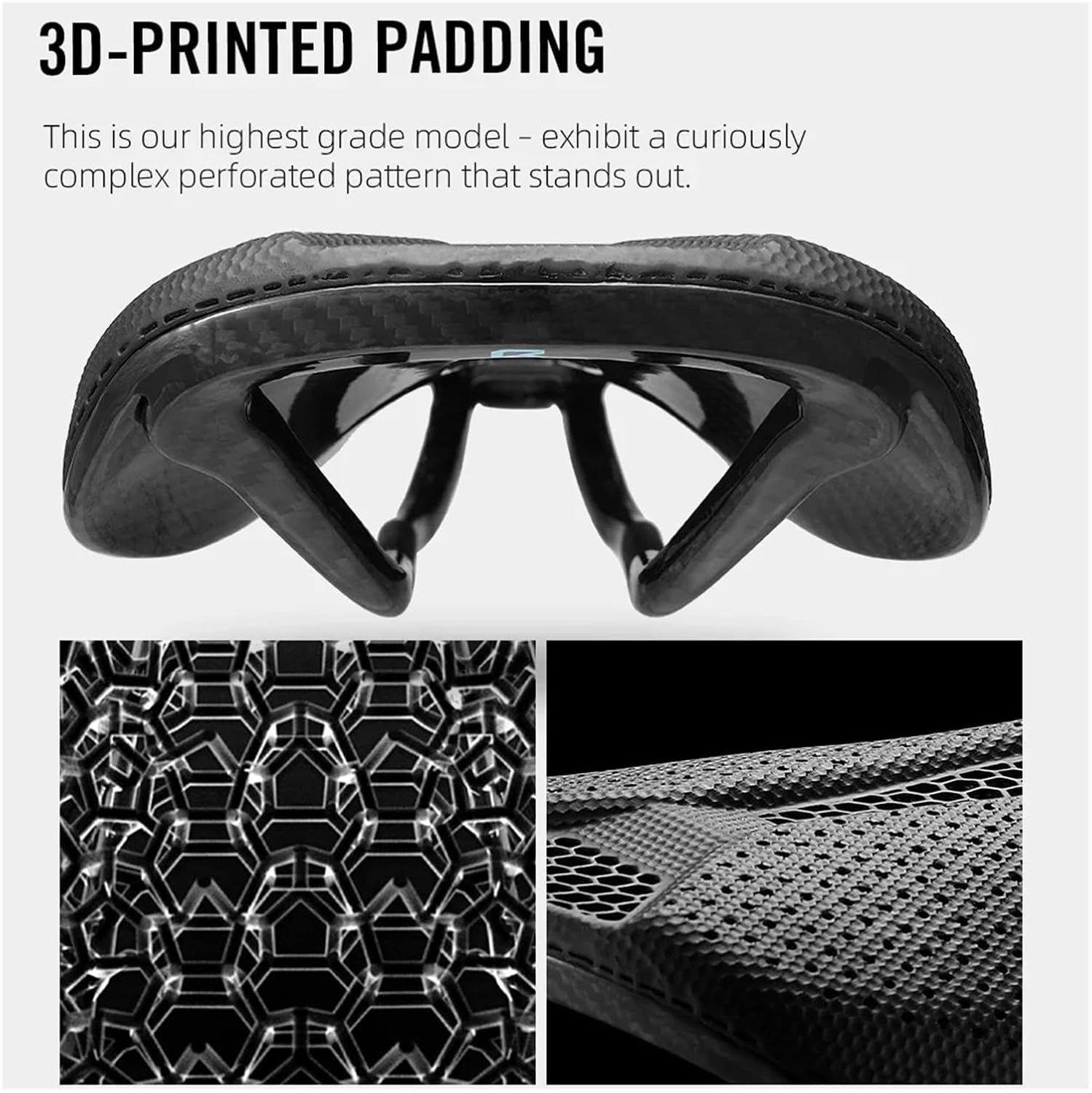 Full Carbon 3D Printed Bike Saddle - 265mm*142mm Wide Seating (79mm) Bicycle Seat, Essential Cushion Parts for MTB, Gravel & Road Bike Cycling