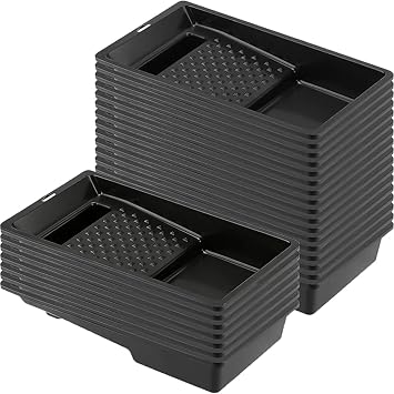 KEILEOHO 24 PCS 4 Inch Paint Roller Trays Liner, Disposable Plastic Paint Trays Liners, Small Paint Tray for Rollers, Plastic Paint Pan Trays for DIY Projects, Home Improvement, Painting Walls, Black