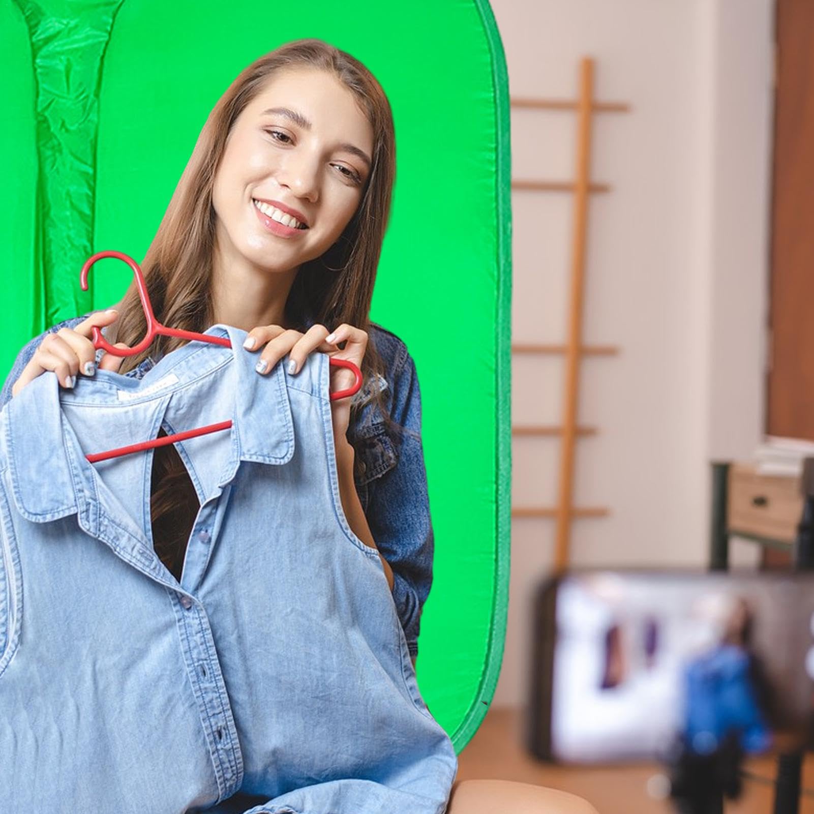 Sedie Tessuto Green Screen | Sfondo della sedia | Tessuto con schermo verde con schienale per sedia, sfondo antipiega montato su sedia su sedia, schermo verde su due lati per sedie