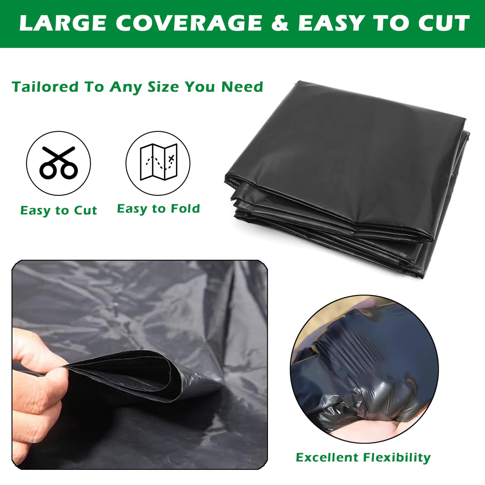 Telo Serra Nero 2 x 10M - Telo Protettivo per Serra - Resistente agli Strappi Extra Spesso - Copertura in Plastica Serra del Polytunnel Protezione del Giardino per Piante