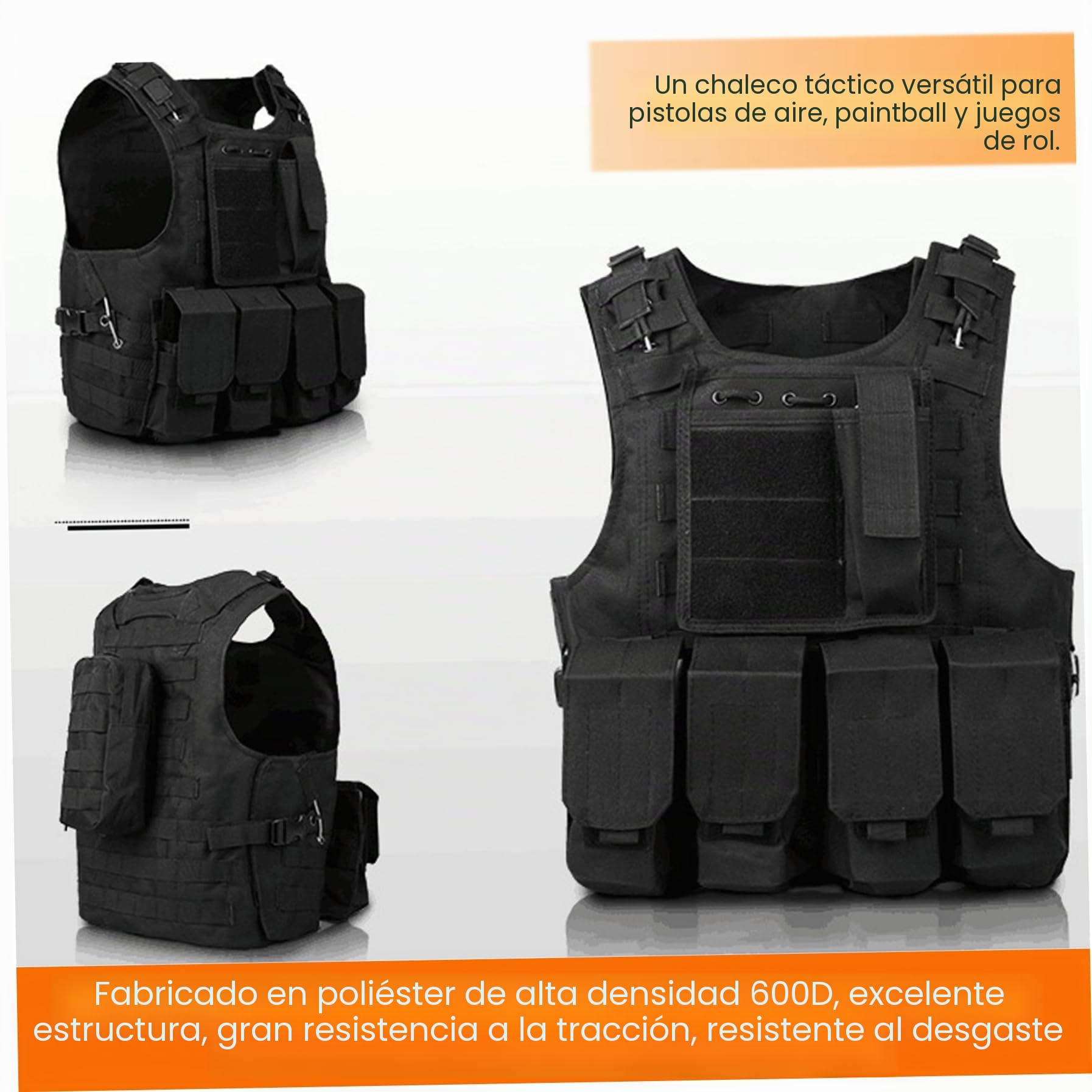 Chaleco de Seguridad Ajustable, Chaleco de Paintball de Airsoft Ligero con Lanzamiento rápido, Equipo de Entrenamiento al Aire Libre Multifuncional