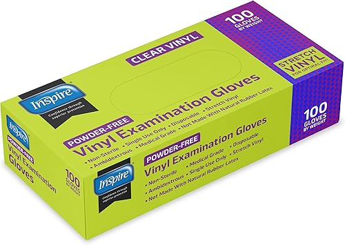 Miniatura 8 de Inspire Exam Medical Clear Vinyl Disposable Gloves - Latex Free for Cleaning, Food Prep