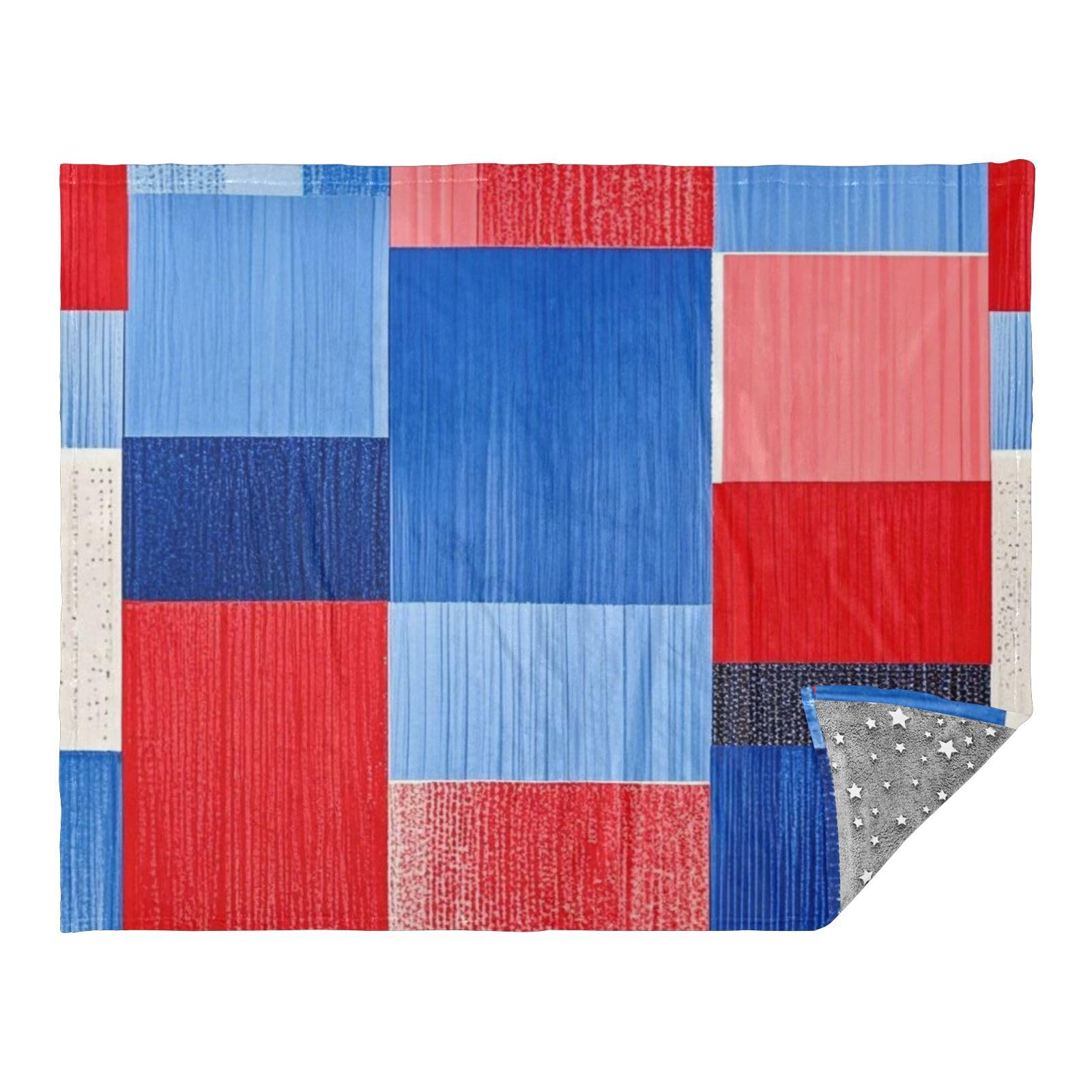 Jeté de lit rouge et bleu doux et chaud 127 x 178 cm pour protection canapé