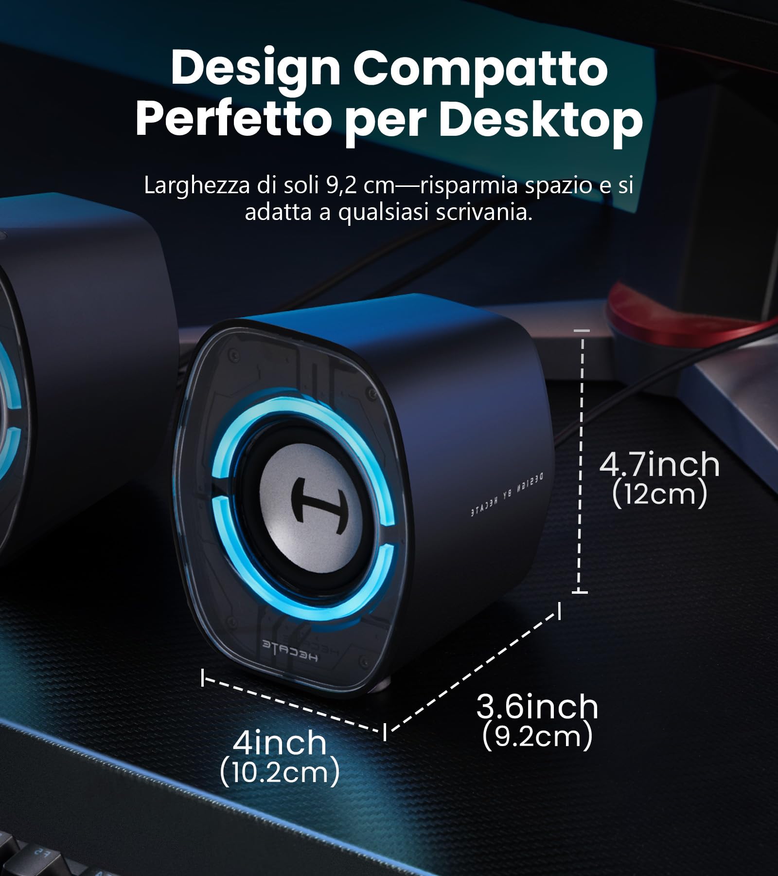 Edifier G1000 II Casse per Computer Gaming, Driver Full-Range da 2,5 Pollici con Bassi Potenziati, Bluetooth 5.4 via USB-C/AUX, 9 Modalità RGB Dinamiche, Compatte per PC/PS5/Switch (Nero)