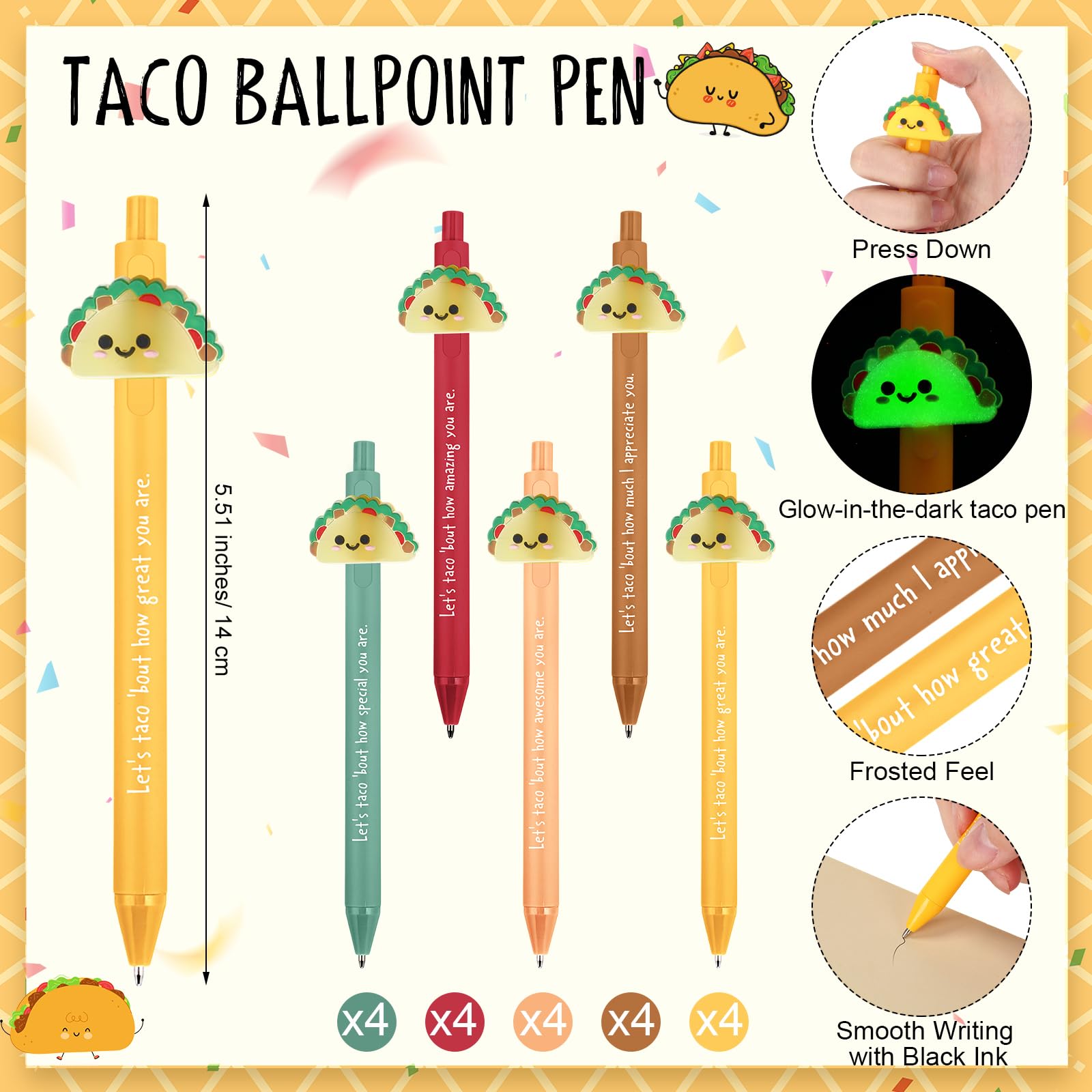 Sayglossy Juego de 20 bolígrafos de resina motivacional luminosos con marcador inspirador, regalo positivo para compañeros de trabajo, profesores, fin de año escolar, recuerdos de fiesta