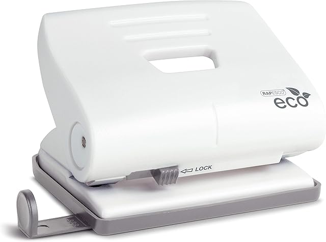 Rapesco 1522 ECO Medium 2-Hole Punch, 22 Sheet Capacity, Soft White