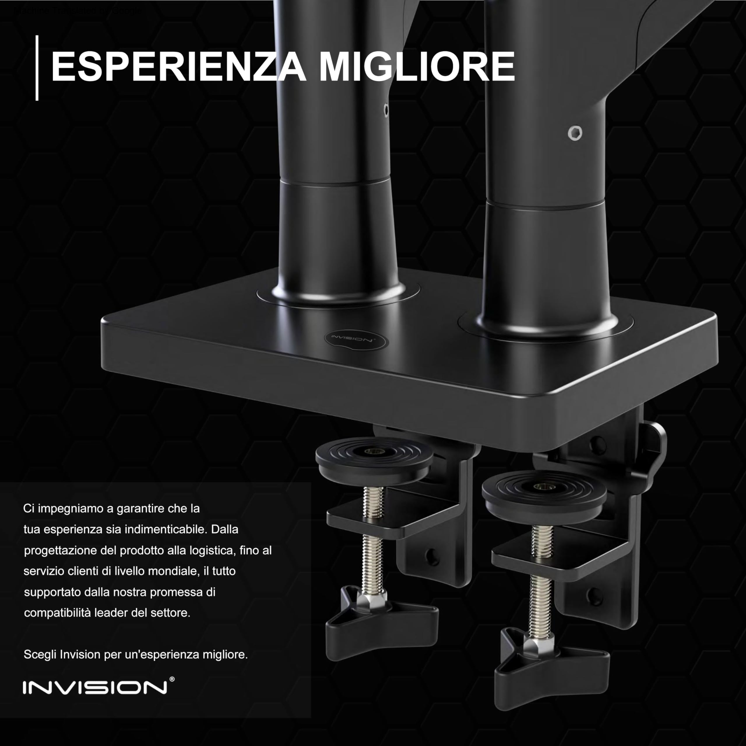 Invision Braccio Monitor Doppio per 24-35" pollic schermi, Peso da 2-15kg, VESA 75/100 mm, Supporto Ergonomico con Molla a Gas e Gestione dei Cavi, Inclinazione, Rotazione, Scrivania Morsetto (MX900)