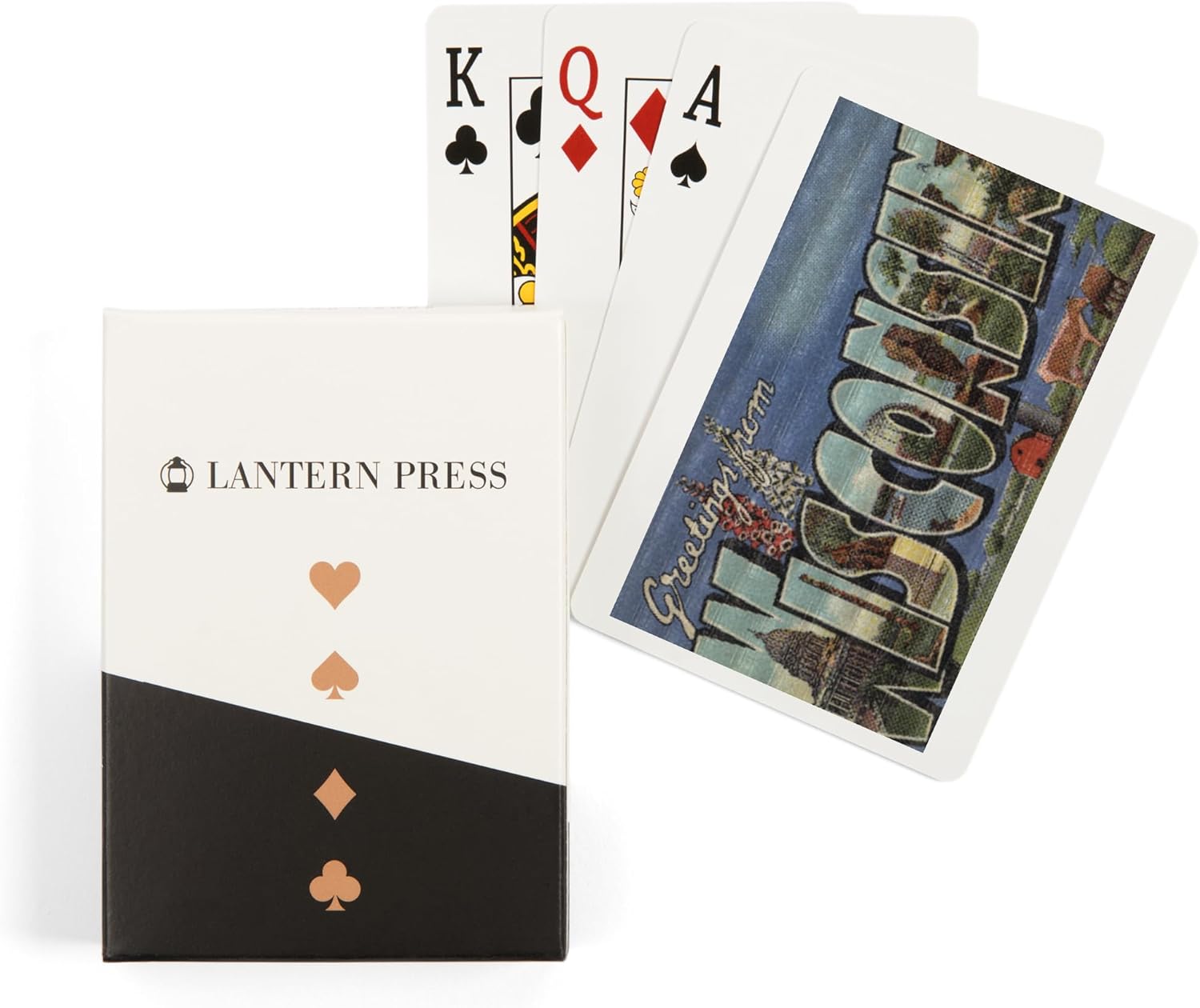 Lantern Press Greetings from Wisconsin, Vintage Halftone, 52 Playing Cards for Adults, Poker Size Card Deck