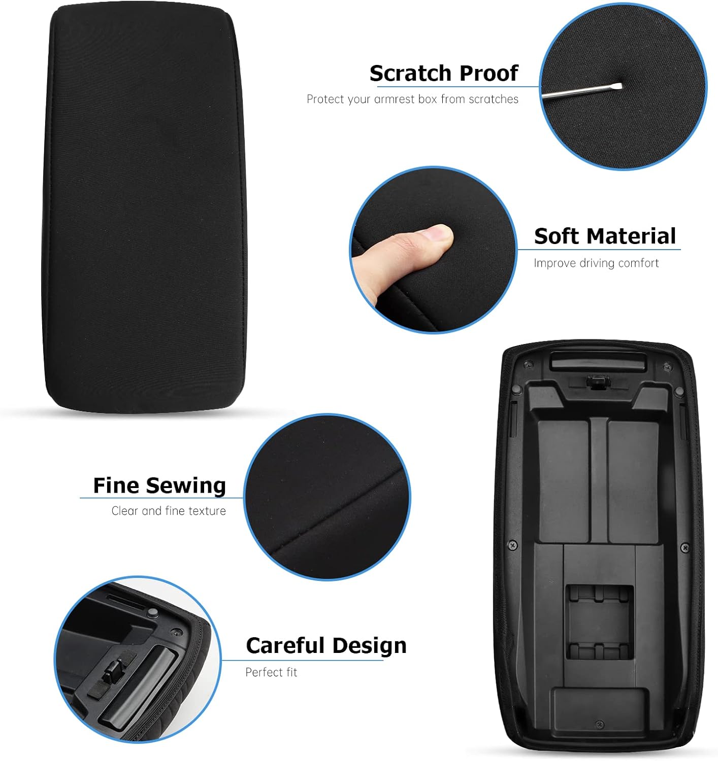 INTGET Car Center Console Armrest Cover for Subaru Outback/Legacy Accessories 2015 2016 2017 2018 2019 Leather Middle Console Arm Rest Box Lid Seat Cover Protector Cushion Saver (Black Neoprene)