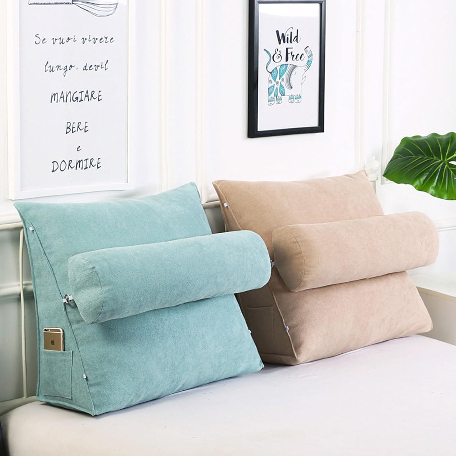 HUHJYUGE Wedge Pillows, Headboard Reading Pillow, Backrest Pillows for Sitting Up in Bed Rest, Comfortable Back Support, Adjustable Wedge Cushion, Office Nap Backrest Pad (9 60x50cm)