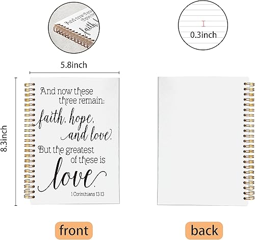 Miniatura 5 de VNWEK Escritura bíblica cristiana 1 Corintios 1313 y ahora estos tres restos de espiral diario de 5.5 x 8.3 pulgadas, cuaderno de espiral forrado