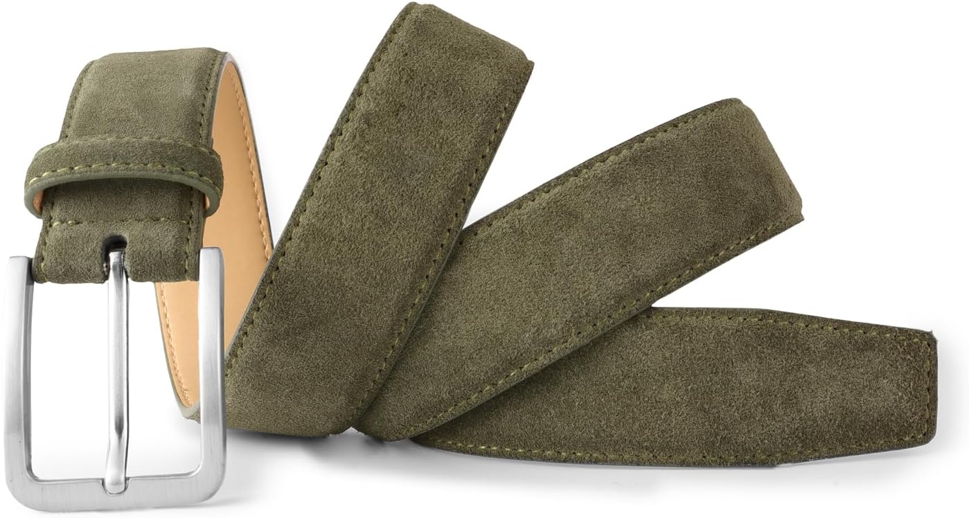 Men's Belt Casual Genuine Leather Suede Belts for Men 1 3/8" Wide Elegant Golf Dress Belt - Image 3