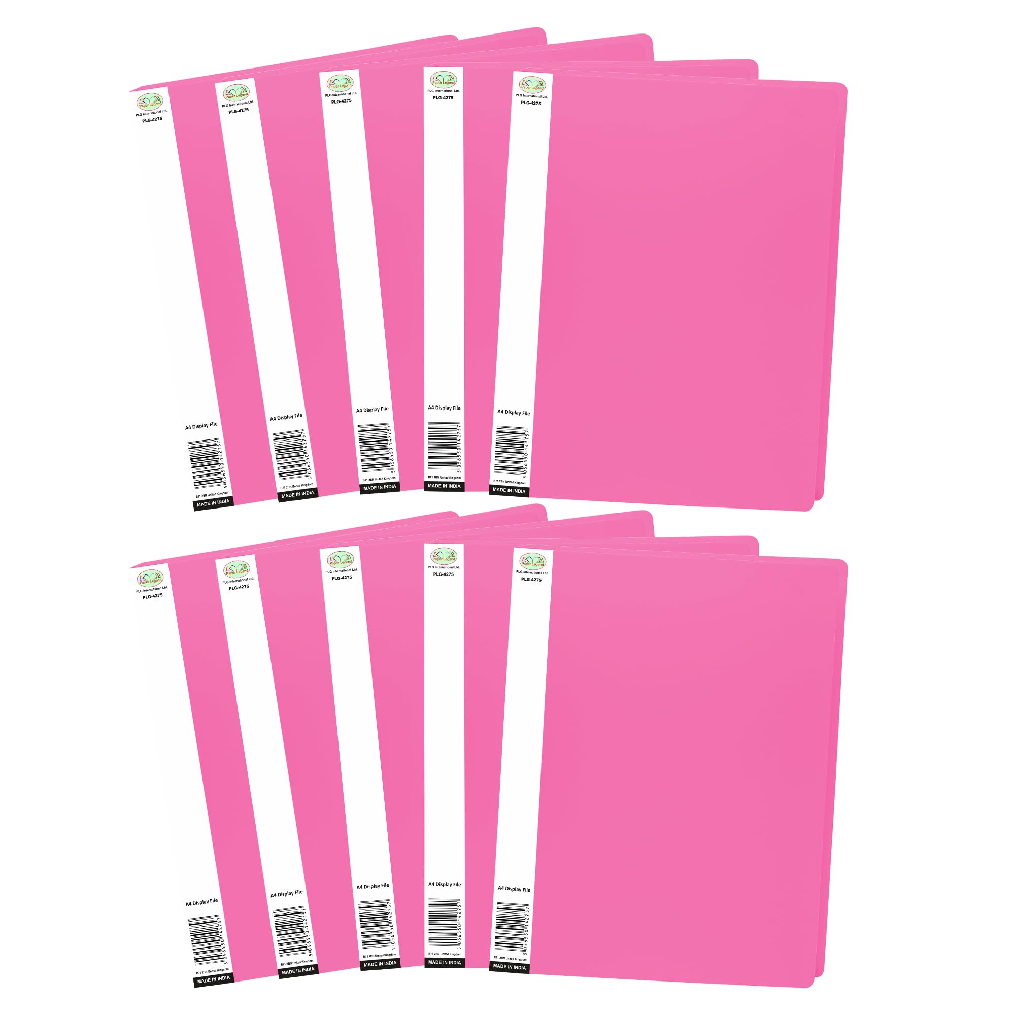 A4 Display Books 20 Pockets Folders with Plastic Sleeves, a4 Plastic Pockets Book, Document Folders with Plastic Pockets, Poly Certificate Folder, Presentation Project Folder (Pack of 10) (Pink)