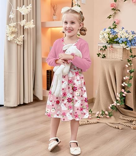 Miniatura 2 de Goodstoworld Vestidos sin mangas para niña pequeña y cárdigan de manga larga con volantes, trajes de otoño de 2 piezas para 2-6T