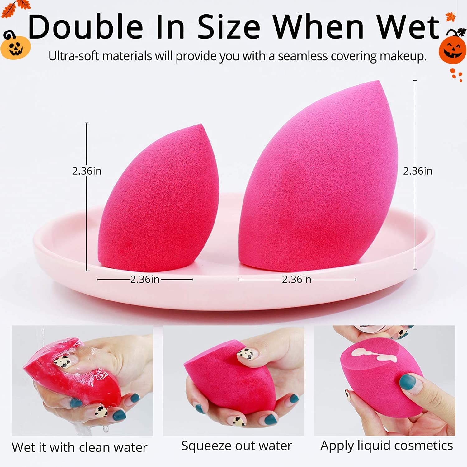 BEAKEY Makeup Sponge Set, 5 Pcs Foundation Blending Beauty Sponge, Flawless for Liquid, Cream, and Powder, Multi-colored Oblique Cut Makeup Sponges : Beauty & Personal Care