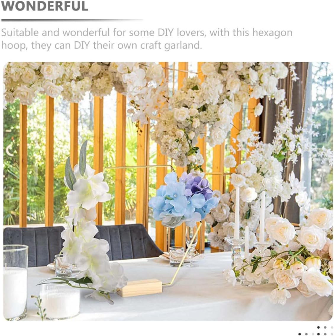 Alipis 10pcs Metal Hexagon Wreath Hoops with Base Decorative Floral Rings for Wedding Centerpieces DIY Craft Projects for Parties Showers and Home Decor