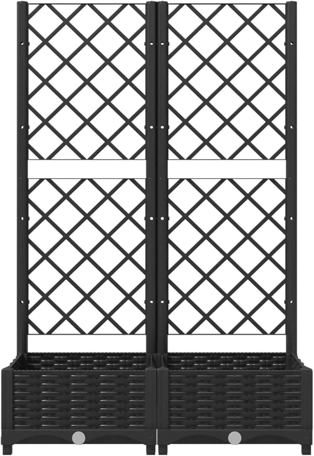 Garden Planter with Trellis, Raised Bed PP Raised Garden Bed Planter Box for Vine Climbing Plants, Weather-Resistant Trough Grow Box Flower Pot, Black 80x40x121.5 cm
