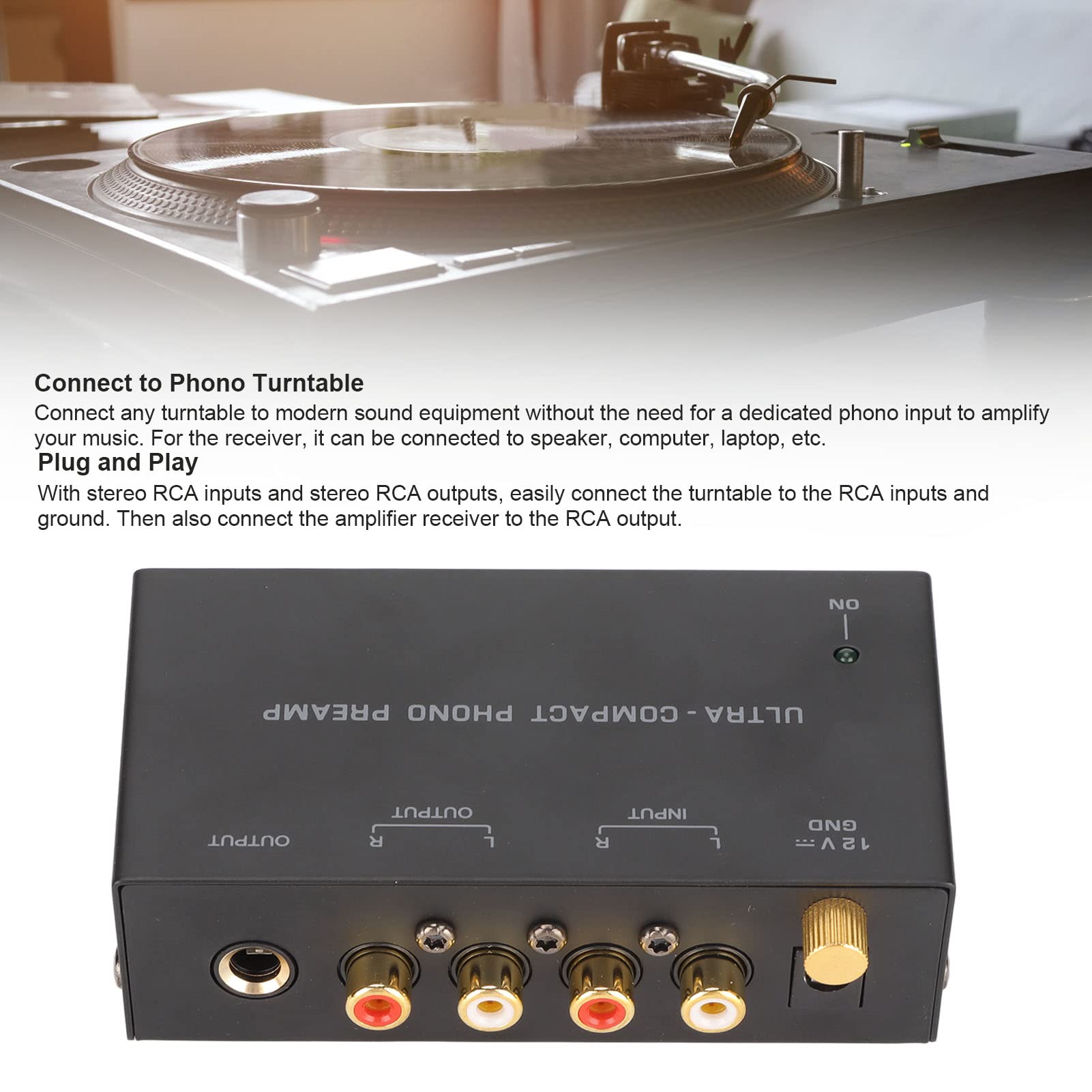 Preamplificatore Phono PP400 Per Giradischi – Mini Fono Amplificatore Stereo A Basso Rumore