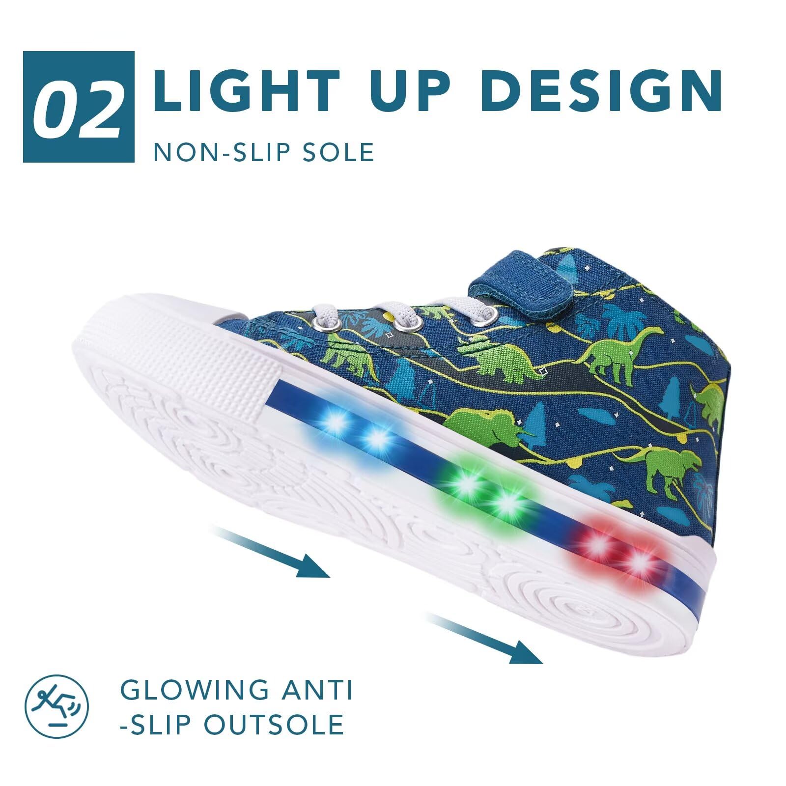 FUNCOO PLUS Scarpe da ginnastica per bambini e bambine, in tela, con luci