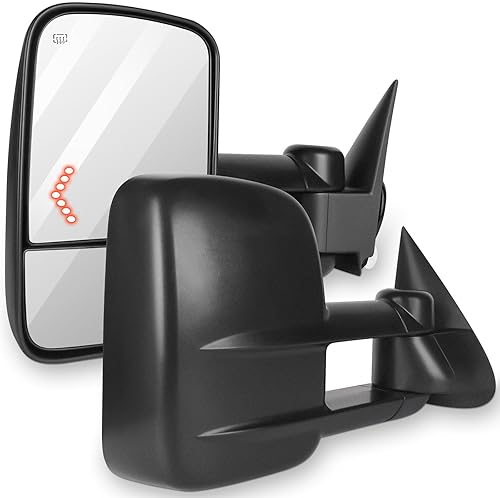 Espejos de remolque aptos para Cadillac para Chevy para GMC Escalade Silverado Sierra 2003-2007 Reemplazar potencia ajustada, función calefactable,