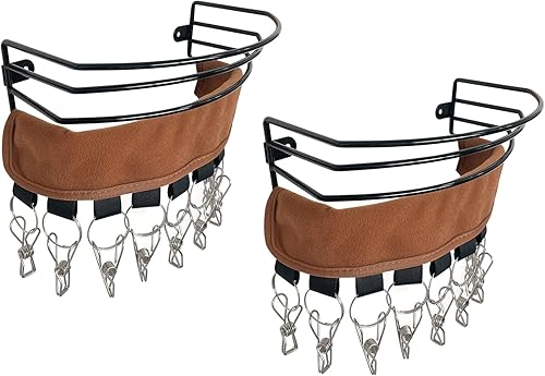 Miniatura 2 de NAVRIOS - Paquete de 2 organizadores de sombreros de metal para pared con 20 ganchos de clip, perchas para gorras de béisbol, estantes para colgar