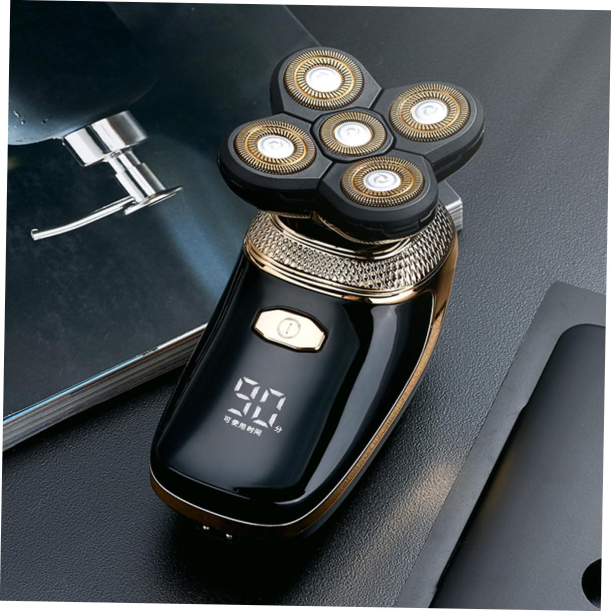 Rasoio Elettrico per Barba e Chioma Uomo 5 in 1 Batteria al Litio Ricaricabile Usb, Tagliacapelli Multifunzione per Cura Personale e Rasatura Precisa